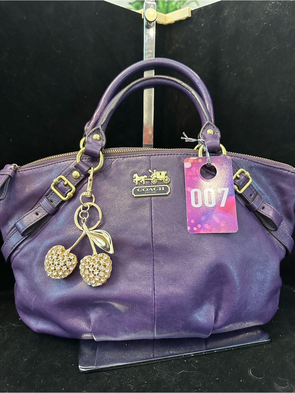 Coach Madison Sophia Purple Leather Satchel - Picture 1 of 13